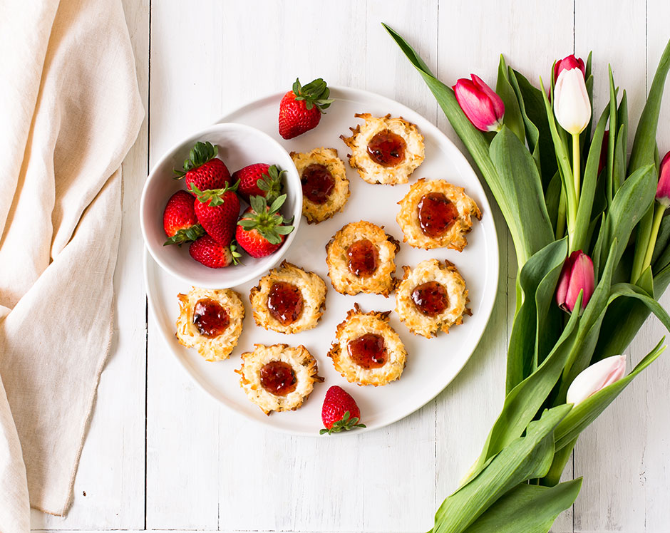 Strawberry Coconut Macaroon Nests