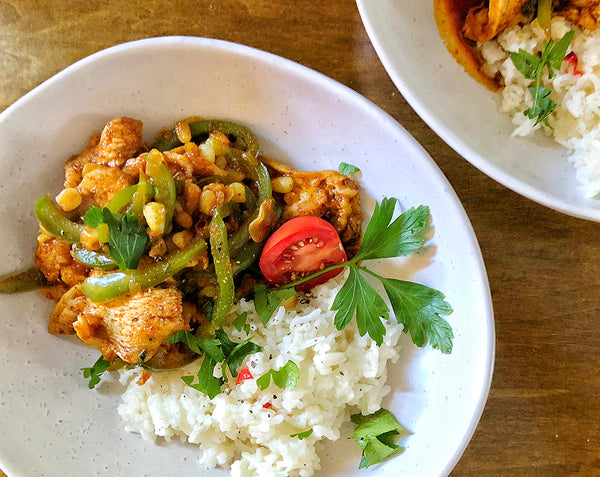 Tex-Mex Hot Peach Chicken Stir Fry